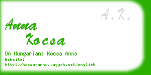 anna kocsa business card